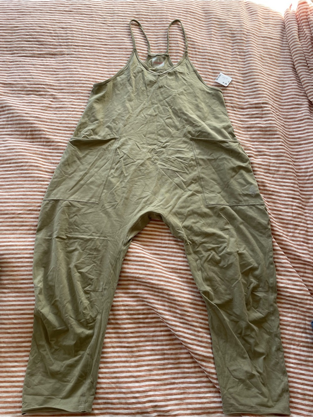 Free People Olive Green Strap Utility Jumpsuit